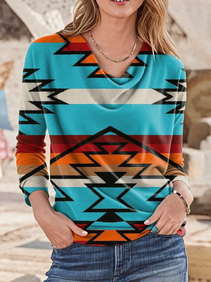 Women's Vintage Ethnic Aztec Print Knitted Skirt