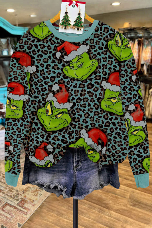 Leopard Grinch Print Sweatshirt