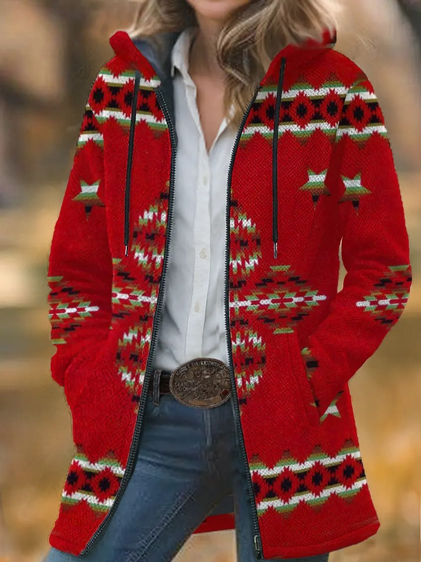 Women's Vintage Aztec Print Cotton Pocket Dress