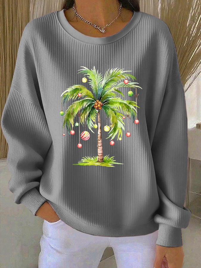 Women's Print Knit Crew Neck Long Sleeve Top