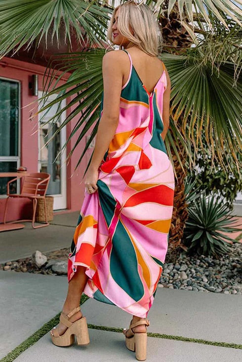 Boho Print Slip Sleeveless Maxi Dress