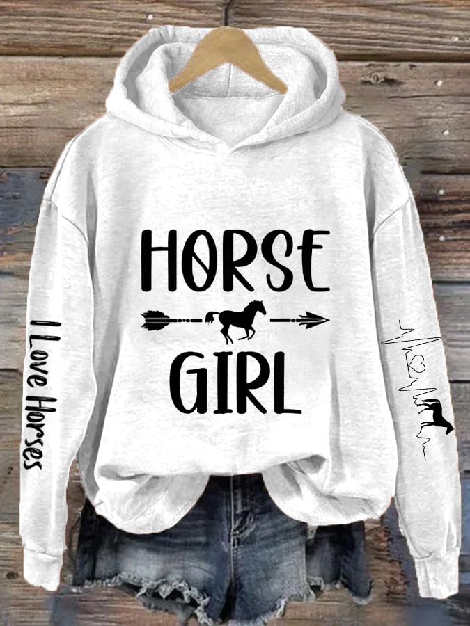Women's Heartbeat Horse Lover Casual Hoodie