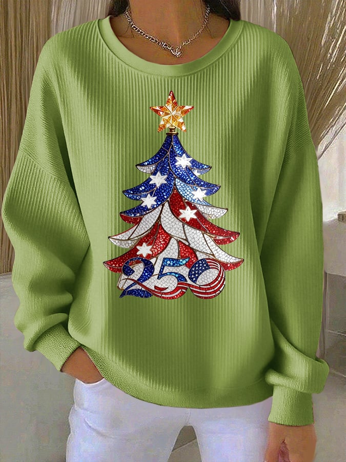 Retro Patriotic Christmas 1776–2026 250th Anniversary Print Sweatshirt