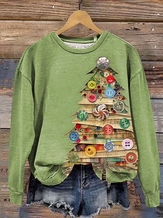 Women's Art Christmas Tree Print Casual Sweatshirt
