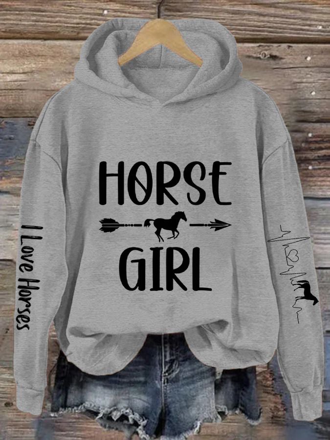 Women's Heartbeat Horse Lover Casual Hoodie