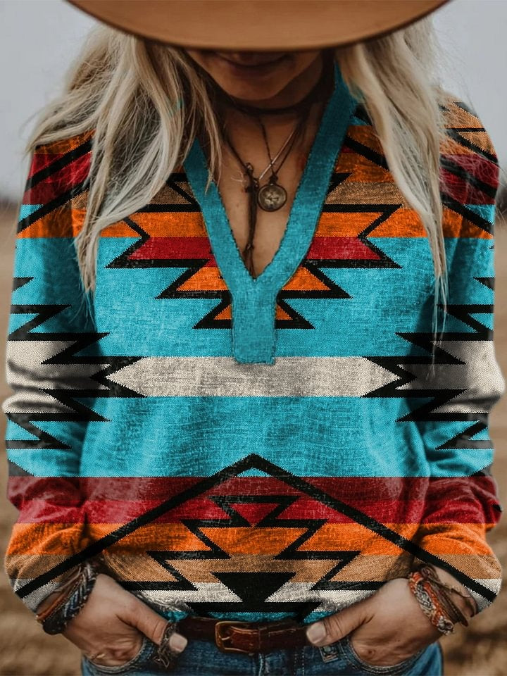 Women's Vintage Ethnic Aztec Print Knitted Skirt