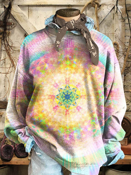 Colorful Kaleidoscope Print Casual Sweatshirt