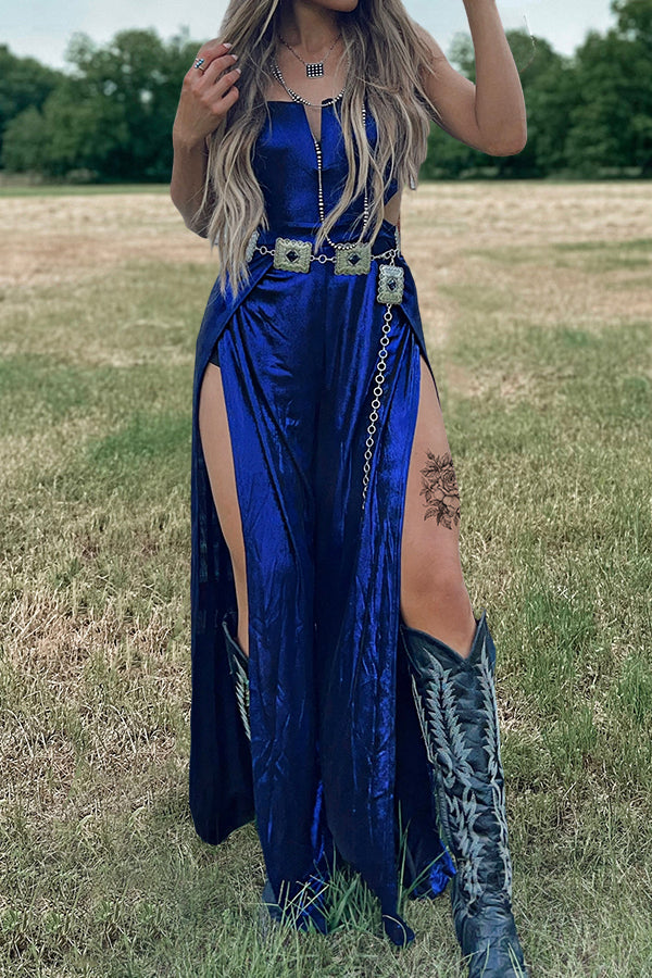 Beautiful Tube Top Slit Jumpsuit