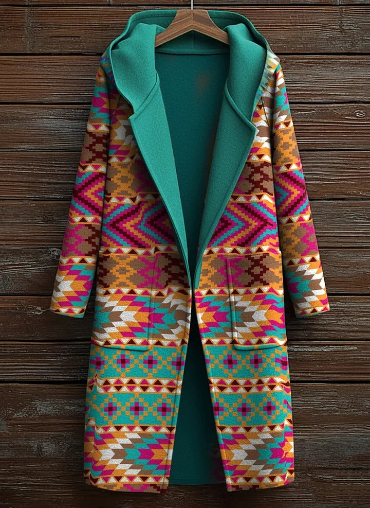 Vintage Aztec Western Art Print Casual Jacket