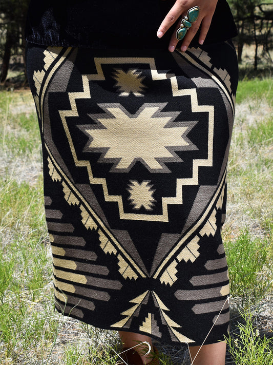 Women's Vintage Ethnic Aztec Print Knitted Skirt