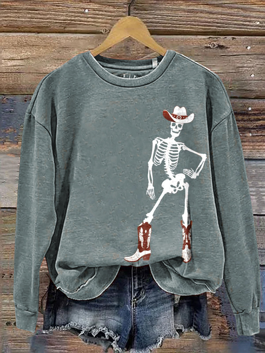 Western Cowboy Skull Casual Cotton Sweatshirt