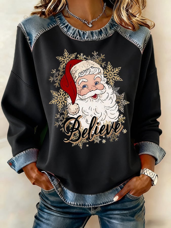 Women's Christmas Print Long-Sleeve Sweatshirt