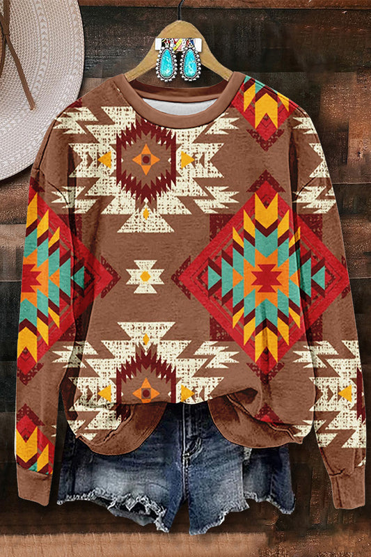 Casual Aztec Printed Sweatshirt