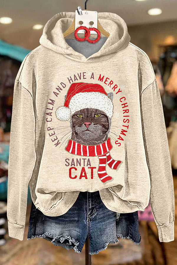 Christmas Santa Cat Hooded Sweatshirt