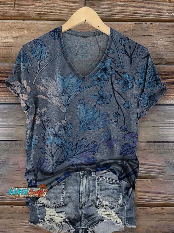 Women's Retro Floral Print Crew Neck Casual Sweatshirt
