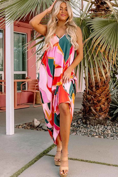 Boho Print Slip Sleeveless Maxi Dress