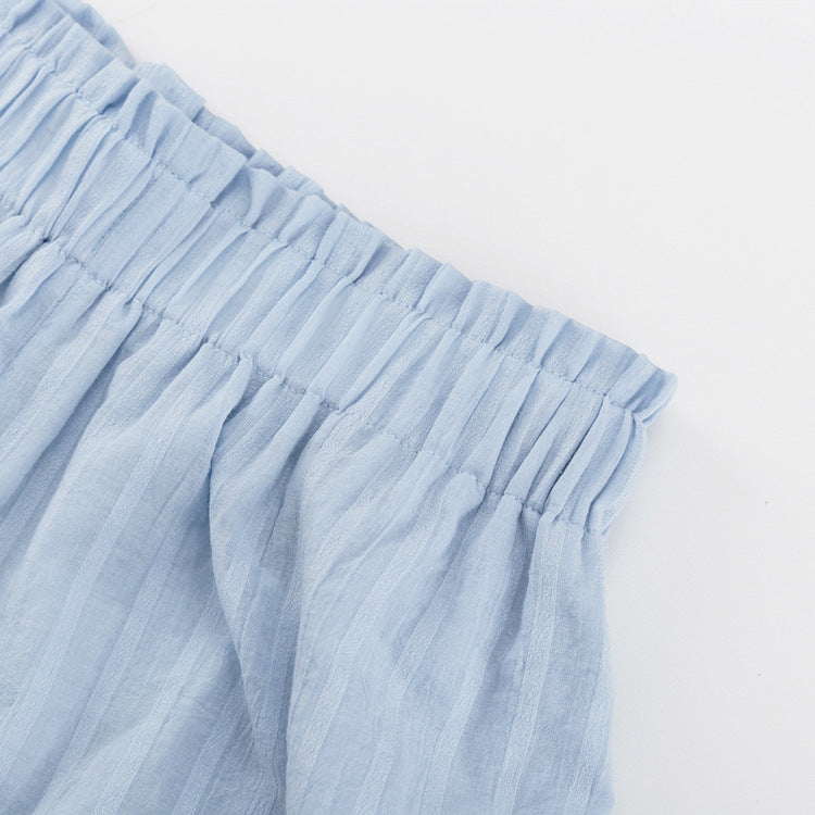 Cardigan Shorts Striped Suit Two-Piece Set