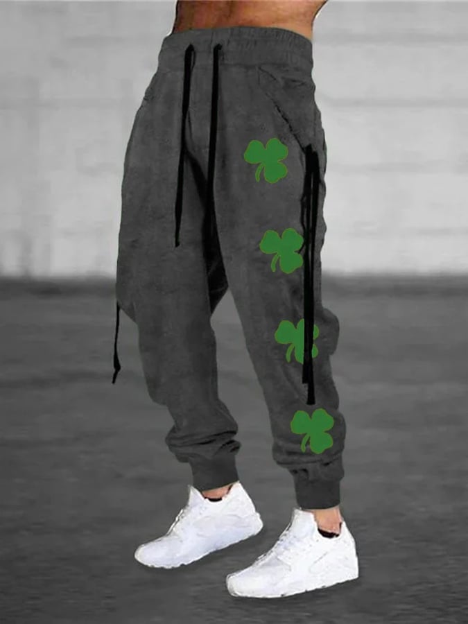 Men's St. Patrick's Day Shamrock Print Casual Pants