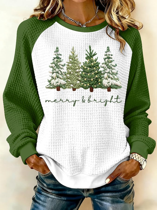 Women's Merry And Bright Print Raglan Sleeve Sweatshirt
