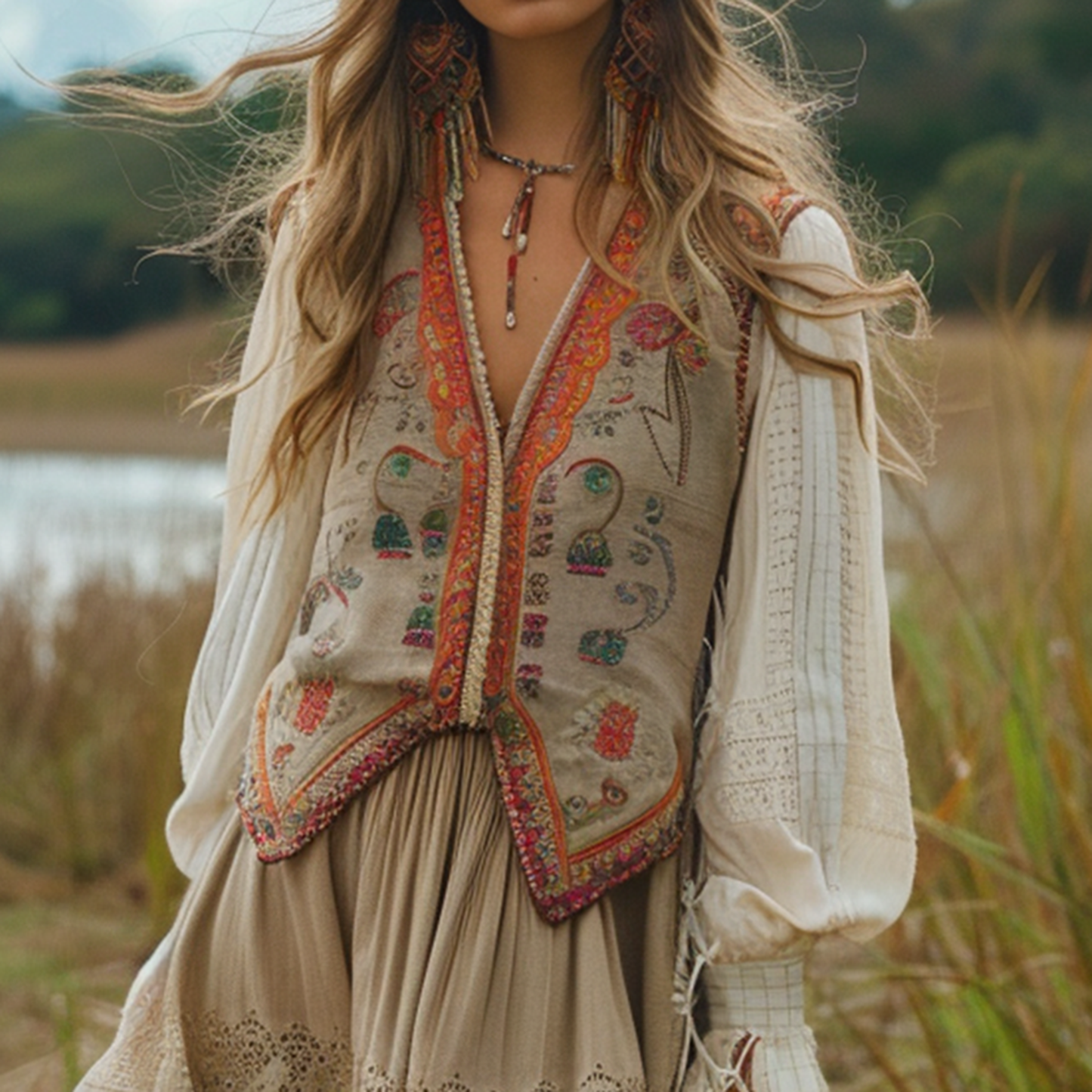 Retro Ethnic Print Versatile Vest