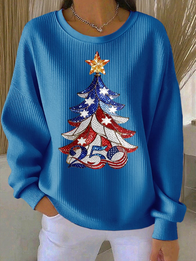 Retro Patriotic Christmas 1776–2026 250th Anniversary Print Sweatshirt