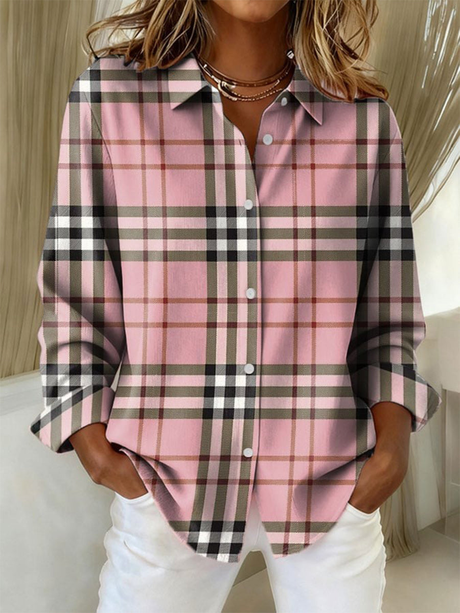 Women's Plaid Print Casual Cotton Shirt