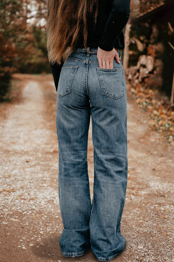 Vintage Washed Wide Leg Jeans