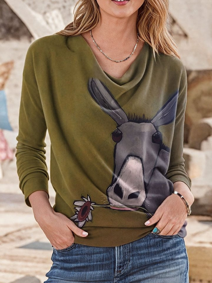 Vintage Art Prints Casual Cotton Sweatshirt