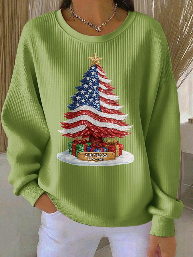 Retro Patriotic Christmas US 250 Years 1776–2026 Print Sweatshirt