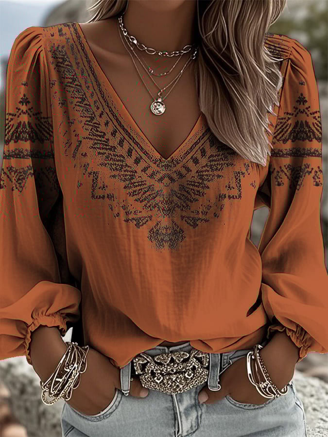 Women's Vintage Art Print Shirt