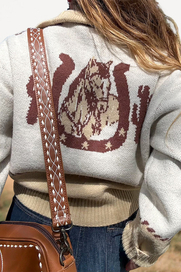 Vintage Western Zip-Up Sweater