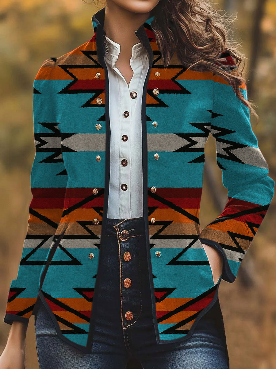 Women's Vintage Aztec Print Casual Jacket