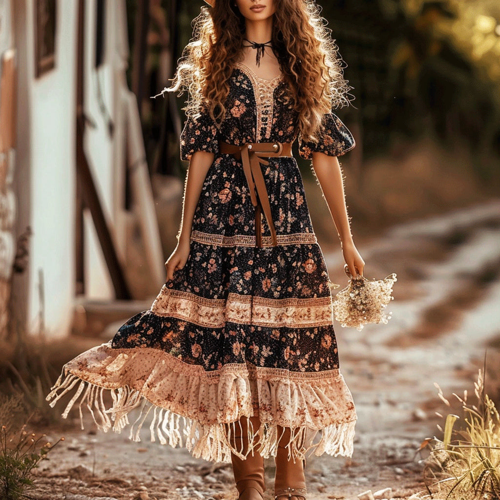 Women's Gypsy Mini Floral Print Dress