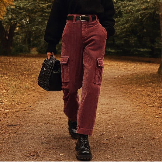 Women's Dark College Corduroy-Trousers