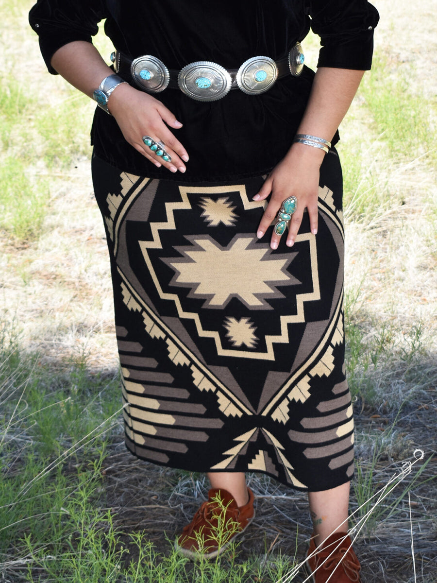 Women's Vintage Ethnic Aztec Print Knitted Skirt