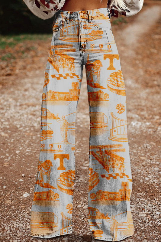 Vintage Tennessee Team Print Wide Leg Pants