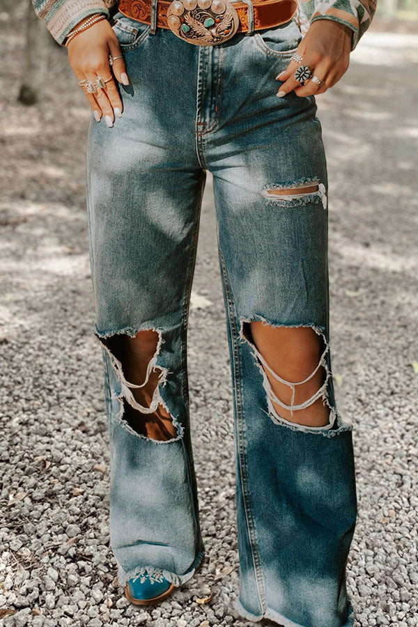 Casual Ripped Straight Jeans