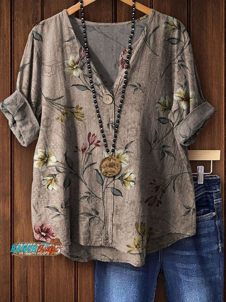 Women's Vintage Print Casual Shirt