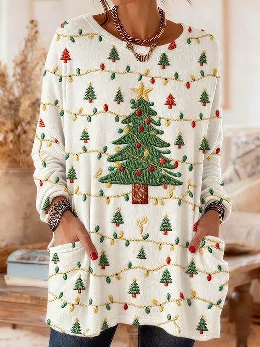 Women's Casual Christmas Long-Sleeved Pocket T-Shirt