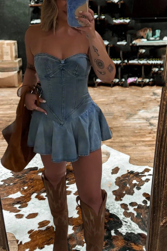 Sexy Sleeveless Denim Mini Dress
