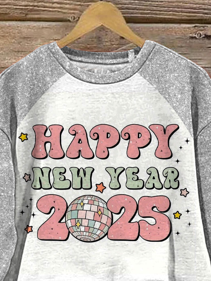 2025 New Year Graphic Printed Casual Sweatshirt