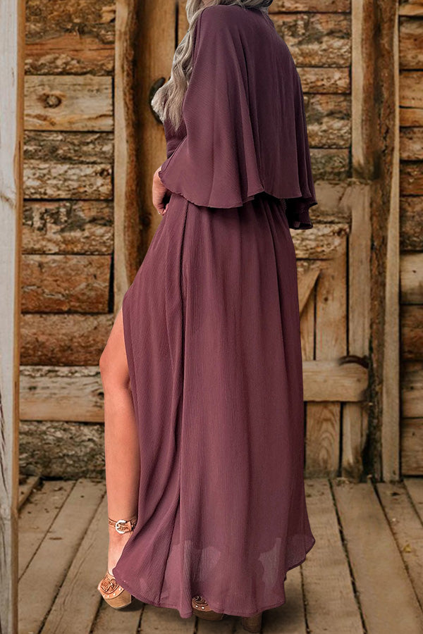 Romantic Deep V-Neck Bell Sleeve Dress