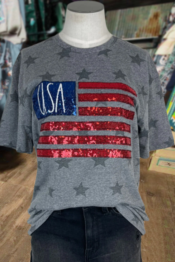 Sequin USA Stripe Tee