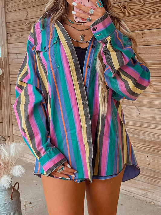 Multicolor Striped Oversize Shirt