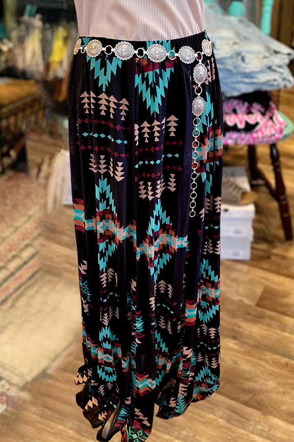 Pretty Western Aztec Print Skirt