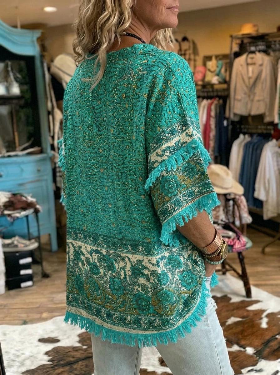 Vintage Printed Patchwork Casual Shirt