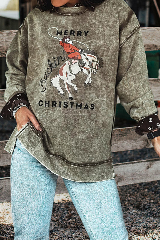 Vintage Western Rodeo Christmas Print Sweatshirt