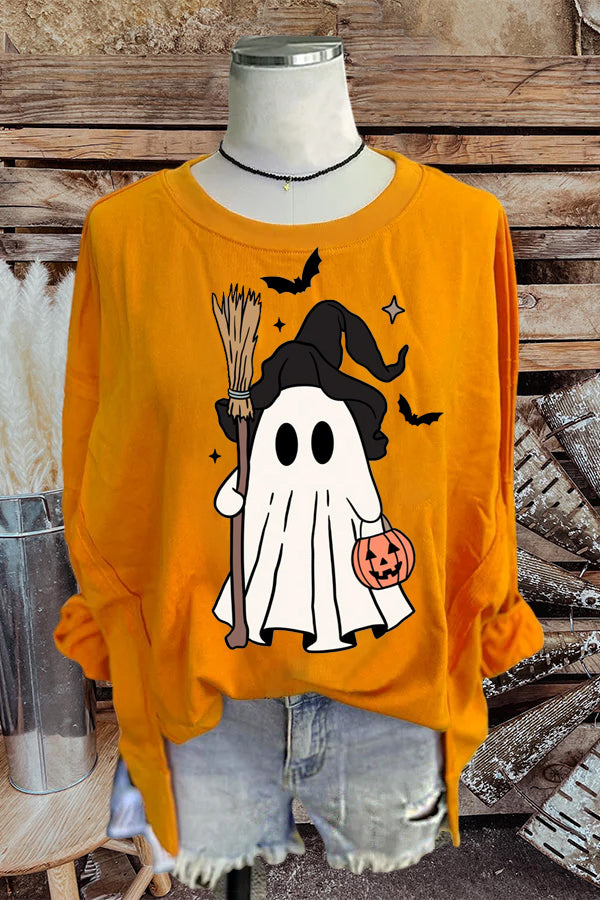 Cute Halloween Ghost Wizard Print Top