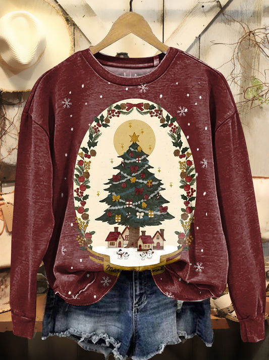 Vintage Christmas Red Christmas Tree Crystal Ball Art Print Sweashirt