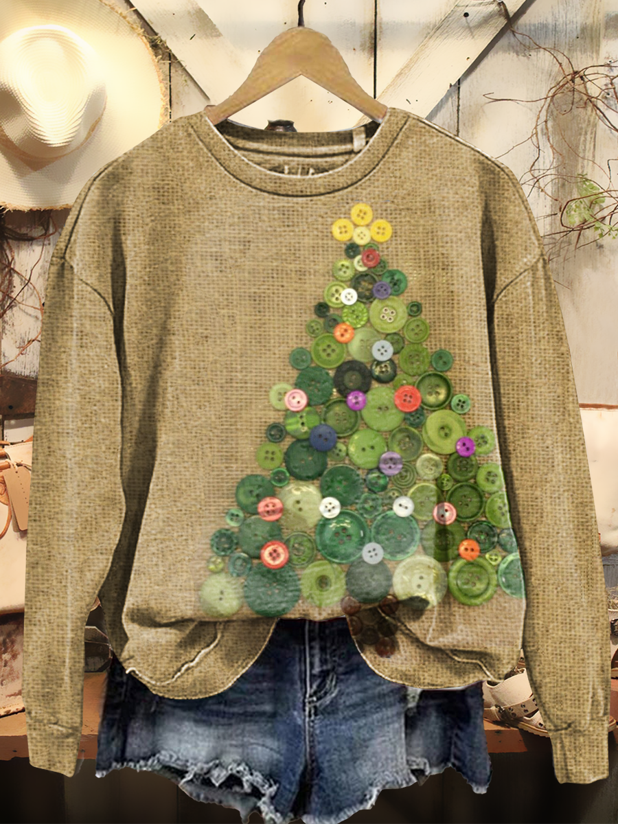 Christmas Art Print Casual Long-Sleeve Crew Neck Sweatshirt